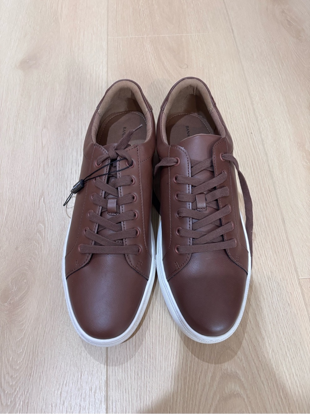 NEW Banana Republic Brown Leather Sneakers with White Outsole